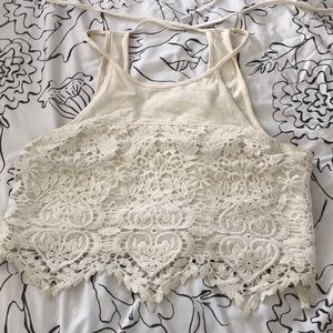 Lace halter crop top